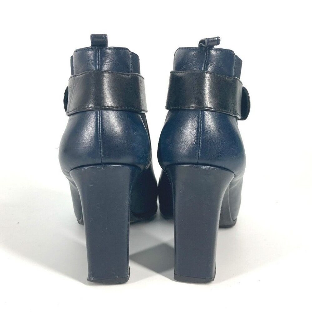 CHANEL short boots shoes heels CC CC Mark turn lock boots Leather Navy - Picture 11 of 16